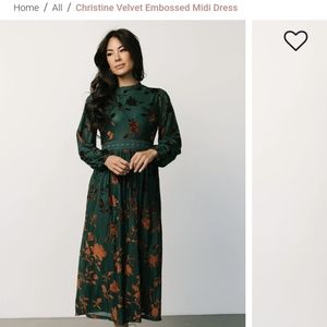 Baltic Born Christine Velvet Embossed Midi Dress Jade 2XL